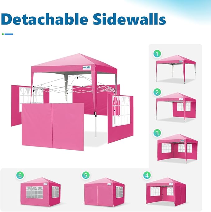 Quictent Easy Pop up Canopy Tent 10'x10' with 4 Detachable Window Sidewalls, One Person Setup, Waterproof Outdoor Portable Vendor Event Tent Shelter Enclosed, Wheeled Bag Included