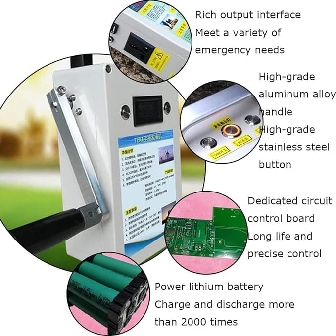150W Portable Hand Crank Generator, Portable High Power Emergency Dynamotor with USB Plug AC110V/220W for Emergency,Camping,Sudden Power Outages