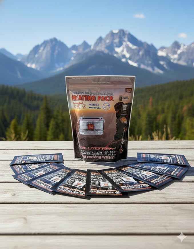 Flameless Heating Packs 50g (10 Pack) – Water Activated Food Warmer, Portable Food Warmer for Camping, Hiking, Travel & Emergency – Model BP-002