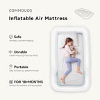 COMMOUDS Portable Toddler Travel Bed with Safety Bumpers, Inflatable Kids Air Mattress with Electric Pump, Baby Blow up Mattress, for Grandma's Home Camping Vacation