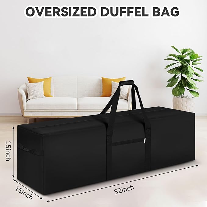 52 x 15 x 15 Inch, 190 L Extra Large Duffle Bag Camping Tent Storage Bag Heavy Duty Waterproof Sports Equipment Carrying Case for Tent Pole Travel Canopy Hammock Tripod Fishing Outdoor Moving