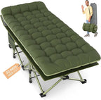 Slendor XXL Folding Camping Cot for Adults with Mattress Pillow Carry Bag, 32 inch Extra Wide Portable Sleeping Cot, 900LBS Support Outdoor Cot Bed for Office Nap Beach Travel RV