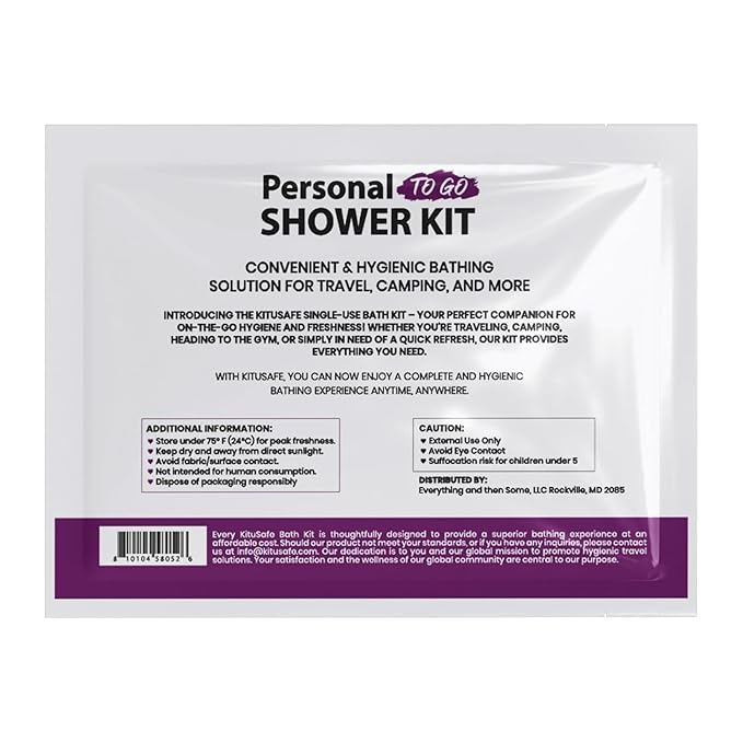 Compact Personal Shower Kit To-Go (Multi-Color) – Your Hygiene Companion for Travel, Gym, Camping | Shower on the Go | Shampoo, Soap, Towel. All in One (10)