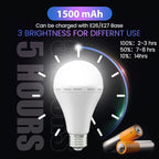Emergency Rechargeable Led Light Bulb with Hook,Stay Lights Up When Power Failure, 1500mAh 12W 60W Equivalent LED Light Bulbs for Home, Camping, Hiking, 4 Pack