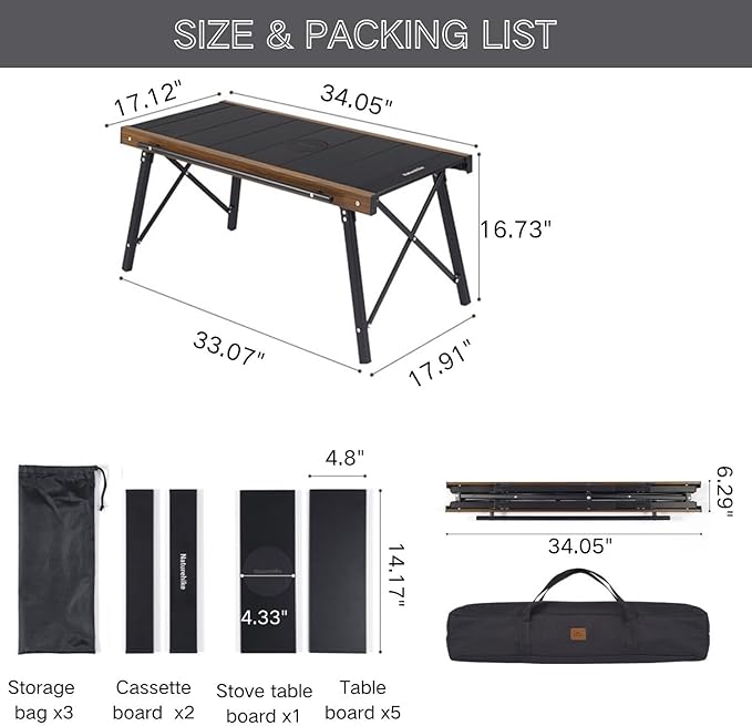 Naturehike Folding IGT Camping Table, Portable IGT Table with Carry Bag, IGT Cook System, Camping Kitchen, Foldable Picnic Table for Outdoor Camp Picnic Car RV Trip Patio Backyard BBQ