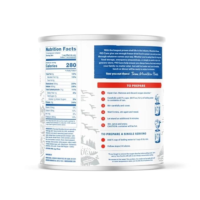 Mountain House Freeze-Dried Homestyle Chicken Noodle Casserole #10 Can – 60 Total Servings (6 Cans, 10 Servings Each) – Emergency Survival Canned Food for Camping, Hiking & Backpacking – Long-Term Storage Meal – 30-Year Taste Guarantee – Made in USA