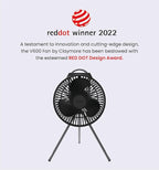 Claymore V600+ Black Rechargeable Portable Fan – 7,800mAh Battery, 4-Speed BLDC Ultra-Quiet Air Circulator USB-C Charging 32 Hrs Runtime Tripod Mountable Adjustable for Camping, Indoor, Outdoor