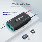 Renogy Inverter P2 3000W Pure Sine Wave Inverter 12V DC to 120V AC Converter for Home, RV, Truck, Camping, Trailer, with Wired Remote Controller, Support Li, AGM, SLD, GEL, FLD Batteries
