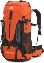Bseash 60L Hiking Camping Backpack with Rain Cover, Waterproof Large Capacity Outdoor Sport Travel Daypack Climbing Touring (Orange)