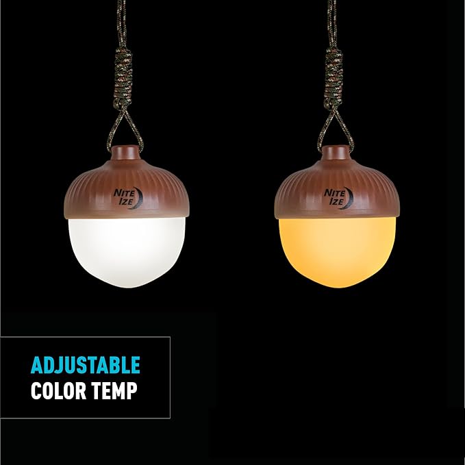 Nite Ize Radiant NutLit Rechargeable Lantern - Acorn-Shaped LED Hanging Lantern for Tents & Kids Rooms - Features Adjustable Color Temperature & Rapid USB-C Charging - Water-Resistant & Drop-Tested