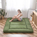 MAXYOYO Japanese Futon Mattress Twin Size Floor Mattress, Thicken Tatami Mat Sleeping Pad Roll Up Mattress Floor Bed Folding Couch Bed Mattress Pad for Guest Room, Green, Twin