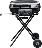 2-Burner Portable Propane Gas Grill, 2-in-1 Camping Propane Grill with Porcelain-Enameled Griddle & Grill Grate for Outdoor Camping Picnics Backyard Cooking, Black