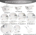 Dinnerware Set Dinner Party Tableware Service Set Ceramics Dinnerware Sets, Porcelain Cereals Bowls/Steak Plates/Soup Pot | 50 Pieces Chinese Style Bone China Dinner Combination Se