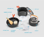 MDybf Small teapot Combo Set Pot Camping Combo Set Pot Tableware Portable Outdoor cookware Pot Hard softened Aluminum