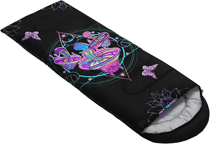 HOSIMA Butterfly Sleeping Bags for Adults and Kids for Camping,Black Gothic Ultralight Sleeping Bag for Cold Weather Summer.