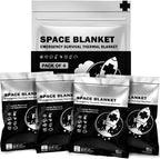 EVERLIT Survival Emergency Mylar Thermal Blankets -Space Blanket Survival kit Camping Blanket Perfect for First Aid Kit Outdoors, Hiking, Survival,Bug Out Bag,Marathons (Silver, 4 Pack)