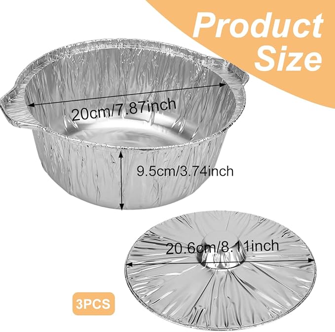 72 Oz Disposable Aluminum Pot, Disposable Pots With Lids Oven-Ready, Aluminum Pot Stove Compatible Baking Foil Pan Tinfoil Camping Pot Camping Heating Cooking 5 PCS