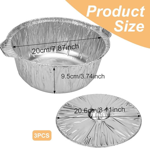 72 Oz Disposable Aluminum Pot, Disposable Pots With Lids Oven-Ready, Aluminum Pot Stove Compatible Baking Foil Pan Tinfoil Camping Pot Camping Heating Cooking 5 PCS