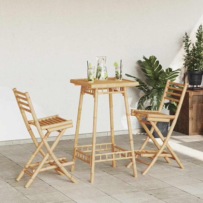 Outdoor Bar Stool Natural Bamboo Standard Outdoor Bar Stool Size Garden Furniture Patio Seating Camping Chair for Deck Patio