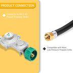 GasSaf 3FT 2 Stage Propane Regulator Hose, Propane Regulator with Hose for Dual Fuel Generator, RV Appliance, Gas Stove and More, 3/8 Female Flare Nut