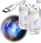 USB Mini LED Lantern, 2 Pack Waterproof EDC Keychain LED Flashlight for Camping, Type-C Rechargeable Battery Small Stick Lamp Puck Dog Collar Torch Light (Blue+Red)