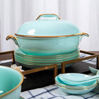 Dinnerware Sets Dish Set Bone China Porcelain dinnerware Set, European-Style Phnom Penh Bone China Tableware Set Bowls and Plates Dinner Set Service for 4-10 (65pieces)