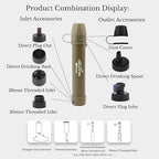 4 Pack Survival Water Filter Straw for Hiking & Camping, 2025 Personal Portable Water Purifier, 3000L Long Life, Includes Bottle & Hydration Bladder Adapters (4, Dune Brown, 3x3x19.3cm)