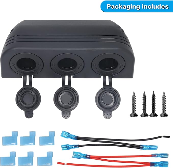 12-24 V 3 Hole Tent Type Power Distribution Sockets Cigarette Lighter Splitter Power Adaptor Combination Automotive Accessory Outlet for Car and Marine ﻿