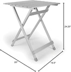 Camco Large Aluminum Side Table - Features Easy Setup & Supports Up to 110lbs - 19.5 L x 20” W x 24.25” H - Great for Camping, RVing & More - Folds to 2” (W) for RV Storage and Organization (51891)