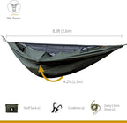 OneTigris KOMPOUND Camping Hammock with Net, Lightweight Portable Hammock with Warm Internal Cover & Tree Friendly Straps for Backpacking, Camping, Hiking, Travel, Beach, Backyard Od Green