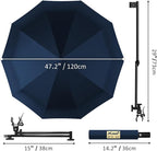 UPF 50+ Beach Umbrella with Adjustable Universal Clamp