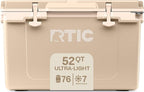 RTIC Ultra-Light 52 Quart Hard Cooler Insulated Portable Ice Chest Box for Beach, Drink, Beverage, Camping, Picnic, Fishing, Boat, Barbecue, 30% Lighter Than Rotomolded Coolers