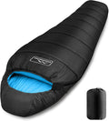 KAMPKEEPER Mummy Sleeping Bag, Cold Weather Camping Sleeping Bag, 32℉ 3-4 Seasons Adults Sleeping Bag, Non-Snag Zipper with Adjustable Hood for Backpacking, Hiking