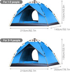 Camping Tent Outdoor Pop Up Tent Water-Resistant Portable Instant Camping Tent for Family Tents Outdoor Camping Equipment (Color : Blue 1-2 People) (B