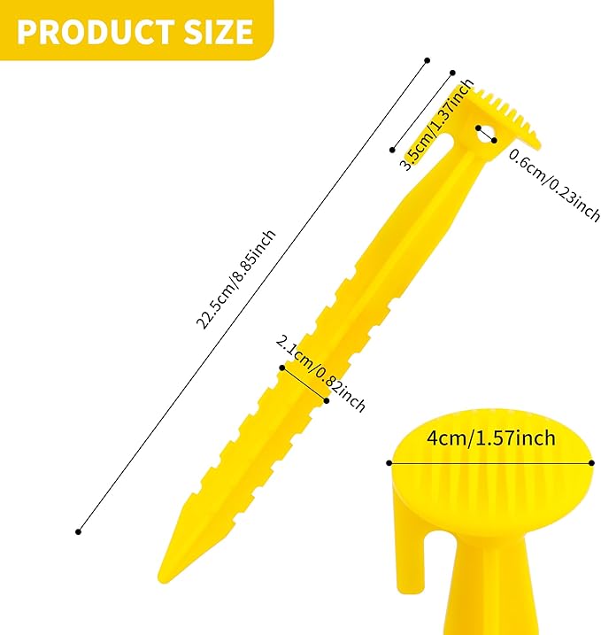 36 Pack Plastic Tent Stakes Heavy Duty, 9 inch Plastic Yard Stakes for Outdoor Inflatables Beach Tent Stakes,Tent Pegs for Sand, Camping, Gardening