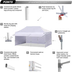 ABCCANOPY 10x20 Pop up Canopy Tent with Sidewalls - Easy up Canopies with Awning, Outdoor Tents for Parties, Market, Commercial Events, White