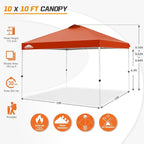 EAGLE PEAK Pop Up Canopy Tent with Wheeled Carry Bag, 8 Stakes, 4 Ropes, 4 Weight Bags, Easy Set Up Tent Canopy, 10x10 ft, 100sqft of Shade, Brick Red