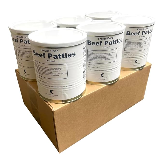 Freeze-Dried Hamburger Ground Beef Patties - 13 oz | Long-Term Emergency Food | 25+ Year Shelf Life | Fully Cooked, High-Protein Survival & Camping Meal | No Refrigeration Required