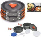 8Pcs/ Set Portable Outdoor Cooking Non-Stick Pots Pans Portable Outdoor Camping Hiking Cooking Set Cookware Travel Tableware