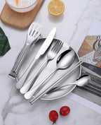 Travel Portable Silverware Set With Case Stainless Steel Camping Flatware Set 10 Piece Modern Cutlery Tableware Utensils Set for Picnic and Other Outdoor Activities Mirror Polished