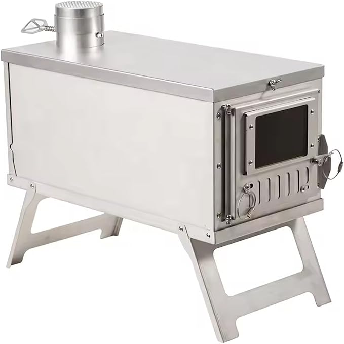Portable Wood-Burning Stove for Camping with Backpack and 8.6 ft Chimney Pipe; Lightweight and Foldable for Tent, Hunting, Ice Fishing, Travel; Ideal Gift for Campers, Outdoor Accessories
