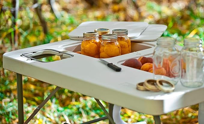 Coldcreek Outfitters Outdoor Washing Table, Sink, Portable and Foldable, Large Dual-Sink Design