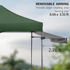 Pop up Canopy Tent with Awning Easy up Canopy with Wheel Bag Heavy Duty Waterproof Canopy Commercial Gazebo Tent for Outdoors Parties Vendors