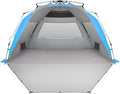 Oileus XX-Large Beach Tent Sun Shelter for 5-6 Person Portable Sun Shade Instant Pop Up Tent for Beach with Carrying Bag, Stakes, 6 Sand Pockets, Anti UV for Fishing Hiking Camping Blue