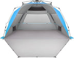 Oileus XX-Large Beach Tent Sun Shelter for 5-6 Person Portable Sun Shade Instant Pop Up Tent for Beach with Carrying Bag, Stakes, 6 Sand Pockets, Anti UV for Fishing Hiking Camping Blue