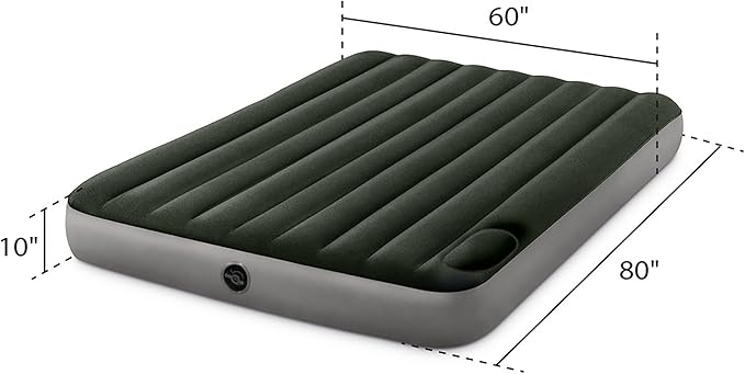 Intex 64763E Dura-Beam Standard Downy Air Mattress: Fiber-Tech Queen Size Built-in Foot Pump 10in Bed Height 600lb Weight Capacity (Pack of 3)