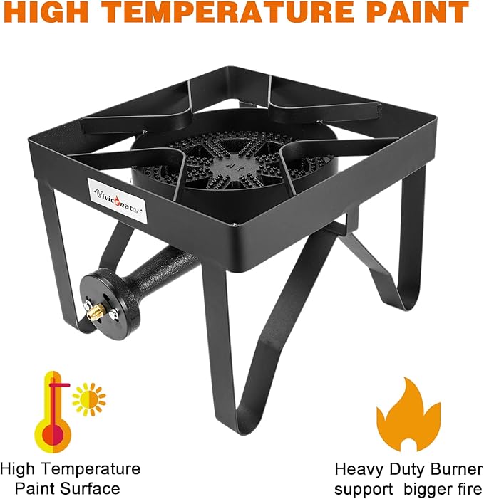Vivicreate High Pressure Propane Gas Outdoor Burner Stove Cooker Burner Grill 185000 BTU power with Regulator and Hose parrilla de gas estufas de gas para cocinar afuera