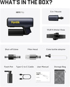 Fanttik NB10 Flip Portable Pressure Washer Gun, Foldable Cordless Pressure Washer Sprayer, Multi-Scenario Compatibility, 5-in-1 Nozzle, HD LED Display and Type-C Charging, for Patio, Camping, Bicycles