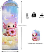AILONEN Kawaii Panda Sleeping Bags,Lightweight & Waterproof,3 Season Warm & Cool Weather,Dreamy Purple Flower Animal Themed Sleeping Bags for Boys,Girls,Kids,Adults Travelling,Outdoors