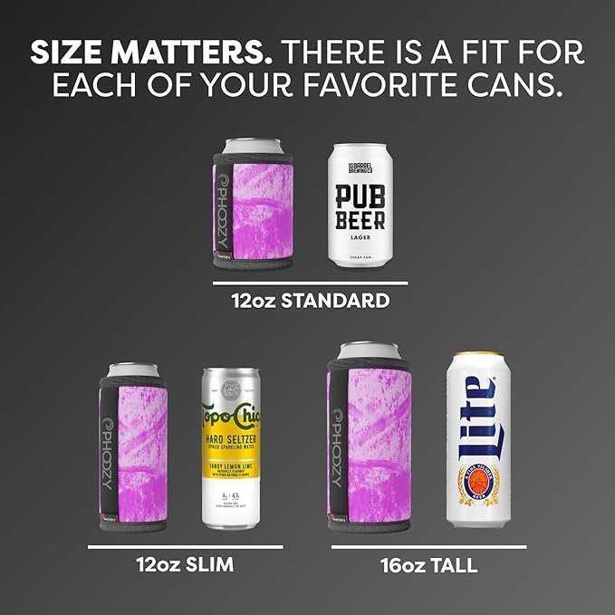 PHOOZY Insulated Can Cooler for Tall 16oz Cans with NASA-Inspired Technology - Patented Koozie That Keeps Drinks Cold 10x Longer - Lightweight Beer Koozie for Outdoor Adventures - Pink